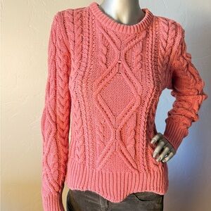 Lole Women's Rose Cable Knit Cotton Scandi Girl Sweater‎ w/ Tulip Hem